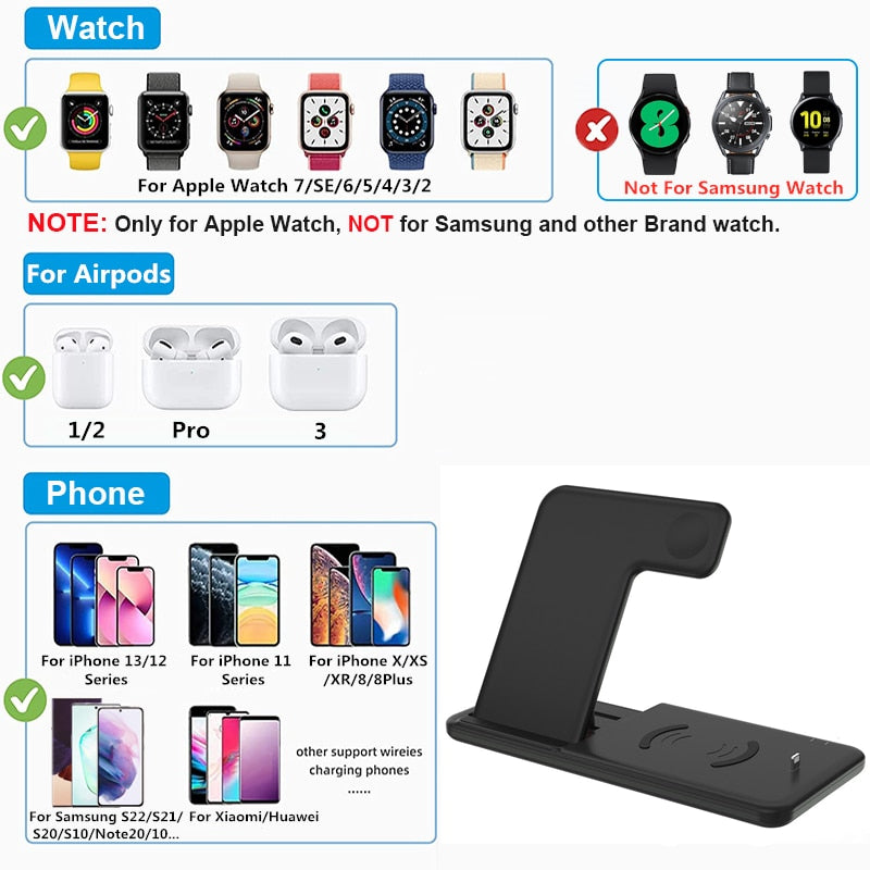 15W Qi Fast Wireless Charger Stand For iPhone