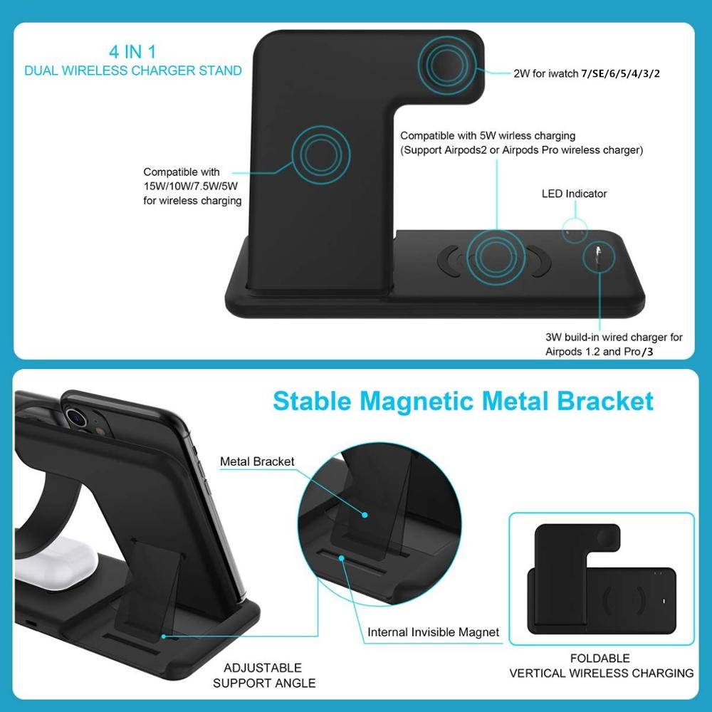 15W Qi Fast Wireless Charger Stand For iPhone